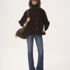 Oversized short coat in wool