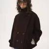 Oversized short coat in wool