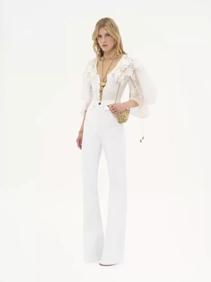 High-rise flare jeans in denim