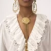 Puff-sleeve V-neck top in cotton voile