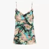 Ruched tank top in silk charmeuse