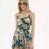 Ruched tank top in silk charmeuse