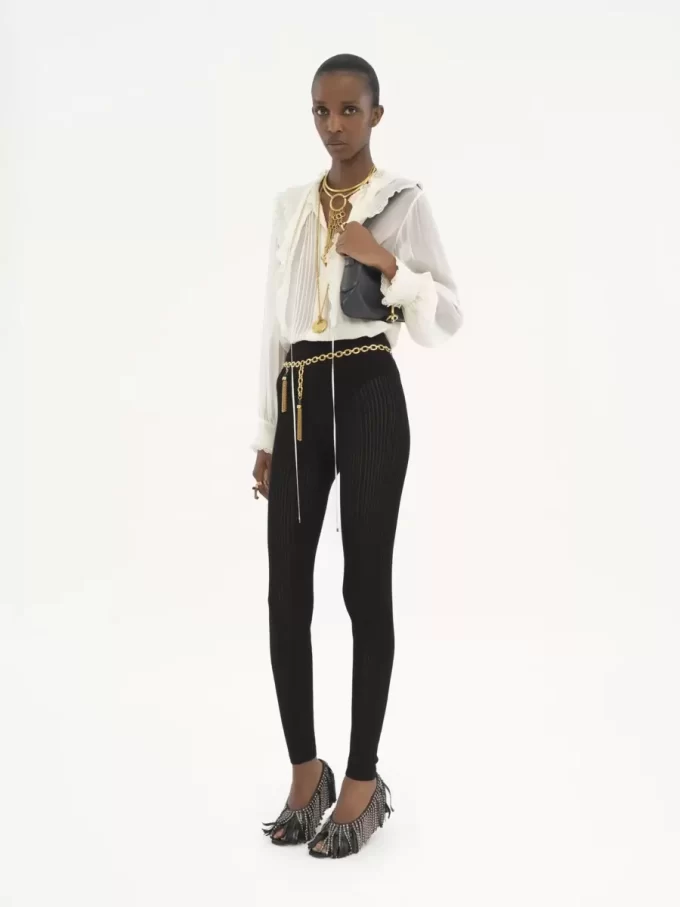 Ruffled blouse in silk georgette