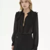 Ruffled blouse in silk georgette