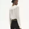 Ruffled blouse in silk georgette
