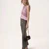 Ruffled flared pants in leather
