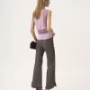 Ruffled flared pants in leather