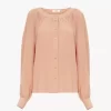 Scoop-neck blouse in crêpe de chine