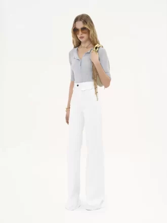 Short-sleeve Henley shirt in linen & silk knit