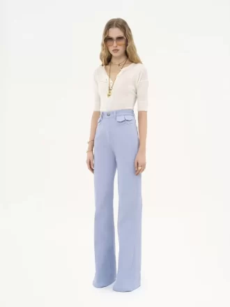 Short-sleeve Henley shirt in linen & silk knit