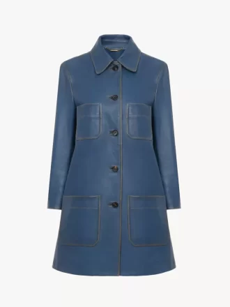 Single-breasted coat in leather