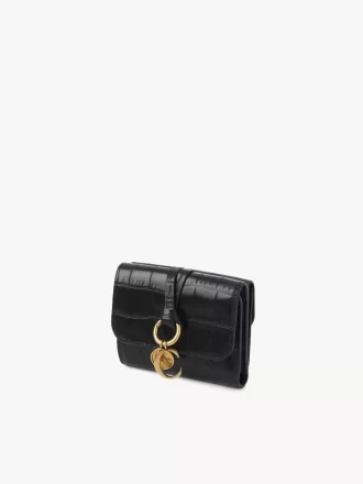 Small Alphabet tri-fold in croco-effect leather