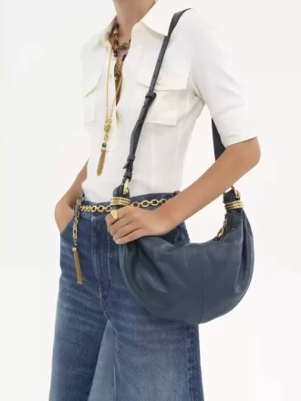 Small Bracelet Hobo bag in grained leather