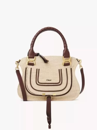 Small Marcie bag in raffia-effect fibers