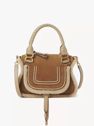 Small Marcie bag in suede leather & shearling
