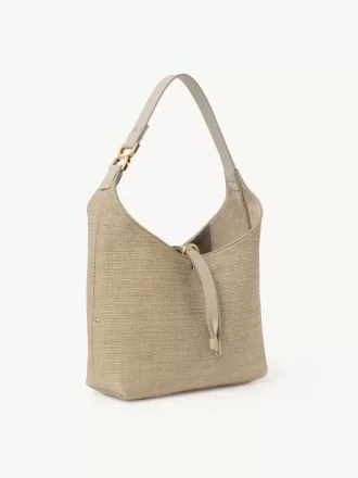 Small Marcie hobo bag in raffia-effect fibers