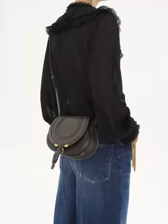 Small Marcie saddle bag in shiny leather