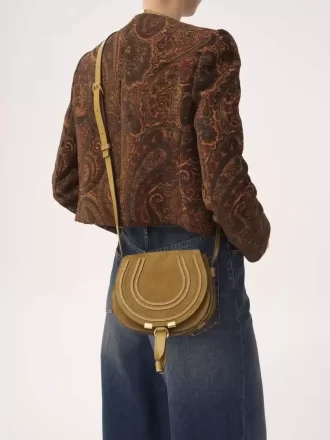 Small Marcie saddle bag in suede leather