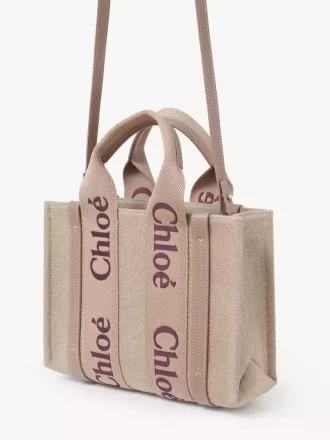 Small Woody tote bag in linen