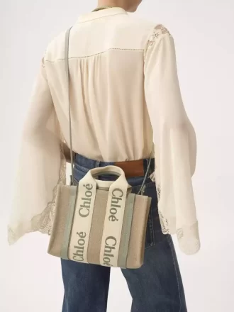 Small Woody tote bag in linen
