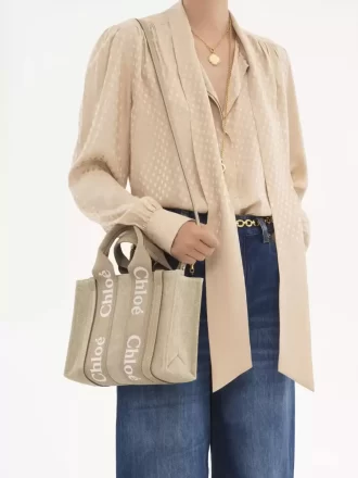 Small Woody tote bag in linen
